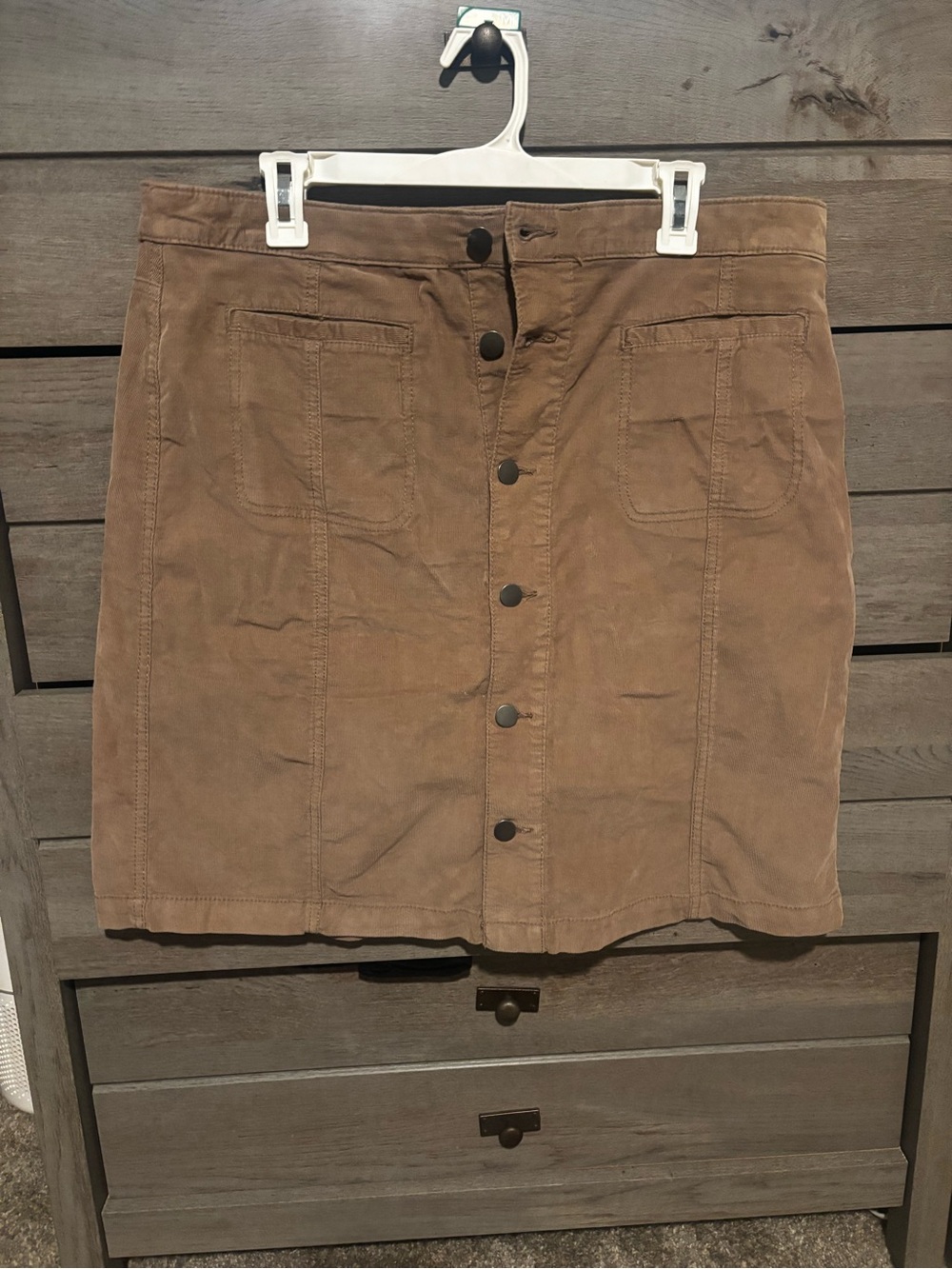 Style & Co. Brown Button-Front corduroy Skirt